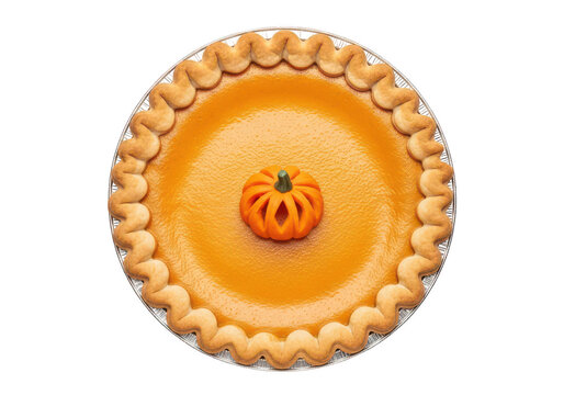 Fresh baked pumpkin pie isolated on transparent background png