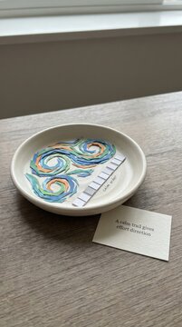 Minimalist Ceramic Bowl Featuring Colorful Paper Swirl Art for Low Attention Span Individuals