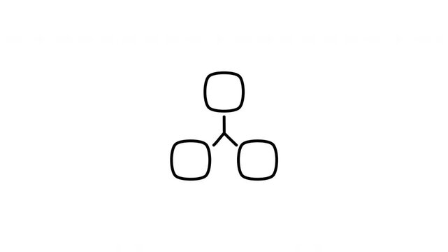 Minimalist outline animation of process flowchart grid workflow connection structure icon drawing on and fading out. Features a clean pop up style in 3 color setups.