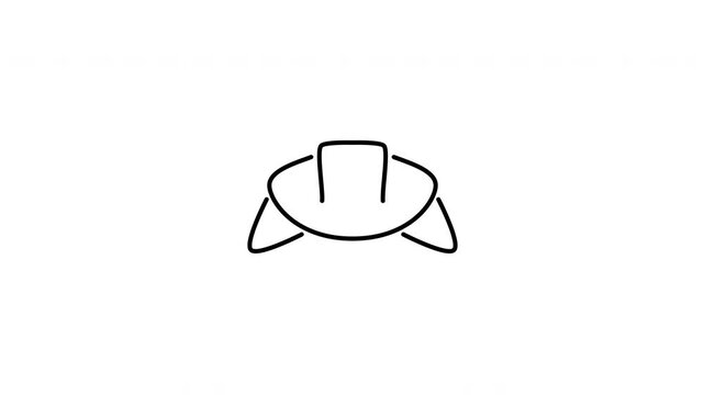Minimalist outline animation of flaky french croissant puff pastry bakery bread icon drawing on and fading out. Features a clean pop up style in 3 color setups.