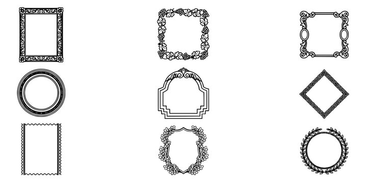 Frames with Intricate Designs and Patterns in Various Shapes and Styles Featuring Frame, Design, Pattern with Ornate and Square