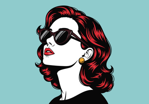 Classical goddess in highly detailed flat vector graphic