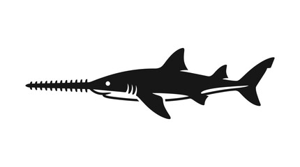Fototapeta premium Silhouette of a Sawfish Swimming in the Ocean