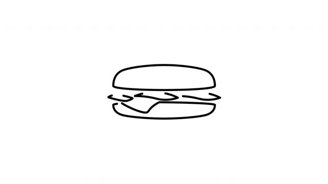 Minimalist outline animation of fresh long submarine sub sandwich fast food icon drawing on and fading out. Features a clean pop up style in 3 color setups.