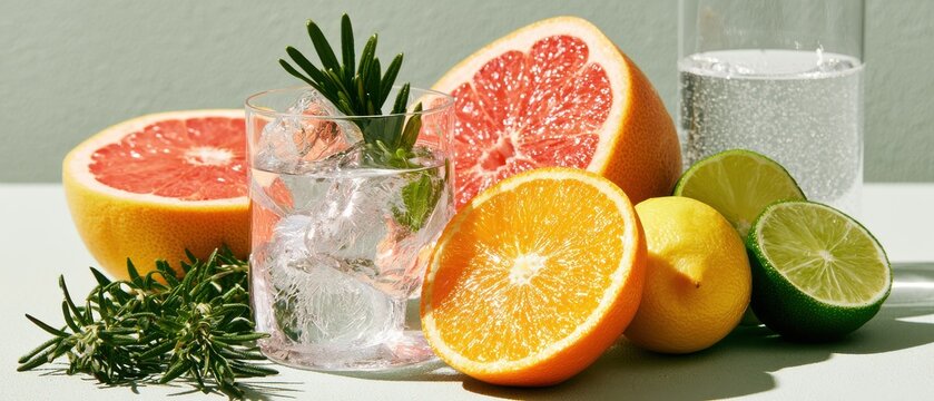 Fresh citrus still life with grapefruit, orange, lemon, and lime