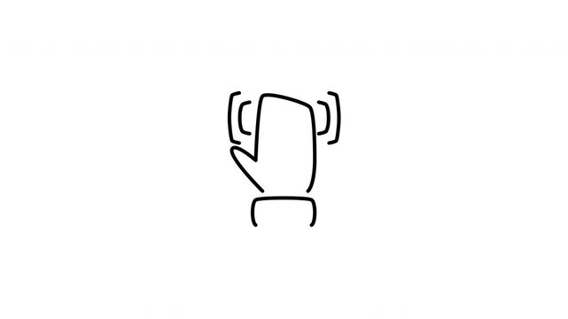 Minimalist outline animation of electronic hand gesture scan sensor detector icon drawing on and fading out. Features a clean pop up style in 3 color setups.