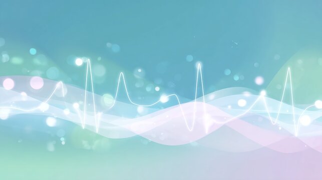 Heartbeat pulse line on mint green background with bokeh, health