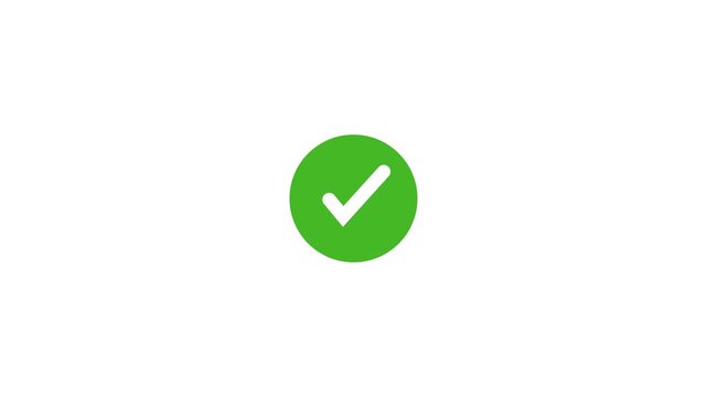 check mark icon animation. tick confirm correct accept select check box circle sign symbol on black background Bk video