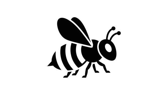 Stylized Bee Icon Vector Illustration - Minimalist Insect Graphic