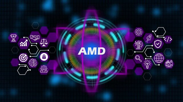 AMD Businessman writing on laptop showing glowing shield ai agent icons, dark tech setting shows smart technology, ai interface, marketing strategy and digital advertising concept.4k video 