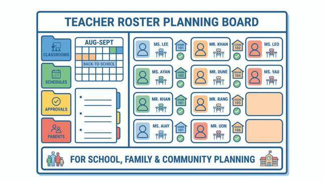 Teacher Roster Planning Board for Back-To-School Organization