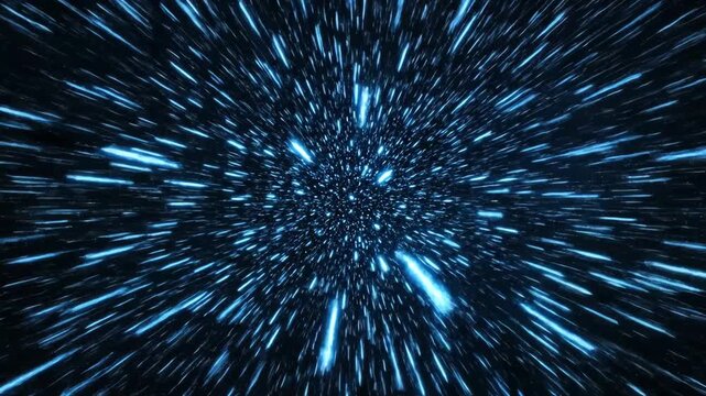 warp speed light streaks creating a dynamic cinematic background through deep space illustrating futuristic hyperspace travel.