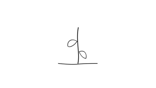 Simple line drawing of a growing plant sprout.