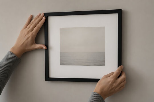 Measuring and aligning picture frame as concept of obsessive compulsive disorder