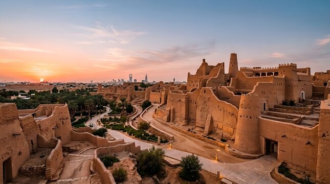 Al-Turaif District Mudbrick Architecture at Golden Hour