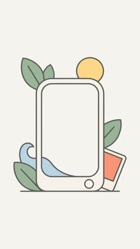 Smartphone surrounded by nature elements like leaves and sun, representing mobile photography and nature