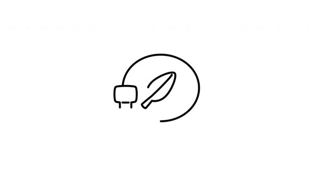 Minimalist outline animation of alternative eco power plug with leaf green energy icon drawing on and fading out. Features a clean pop up style in 3 color setups.