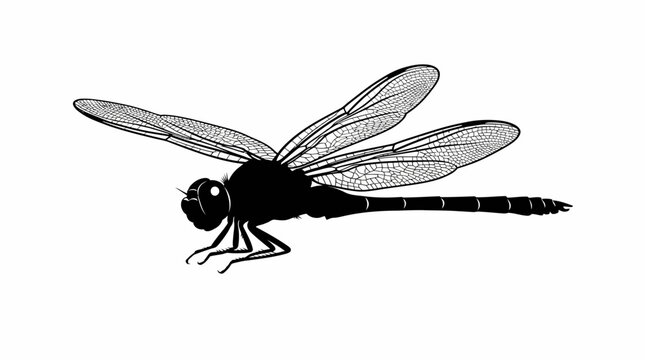 Dragonfly, black, insect, vector, illustration, bug, wildlife, animal isolated on White Background