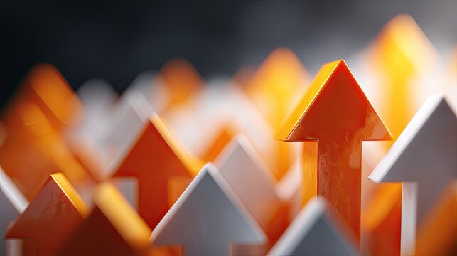 Many upward-pointing arrows, some orange, stand out