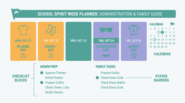 Back-To-School Spirit Week Planner Schedule