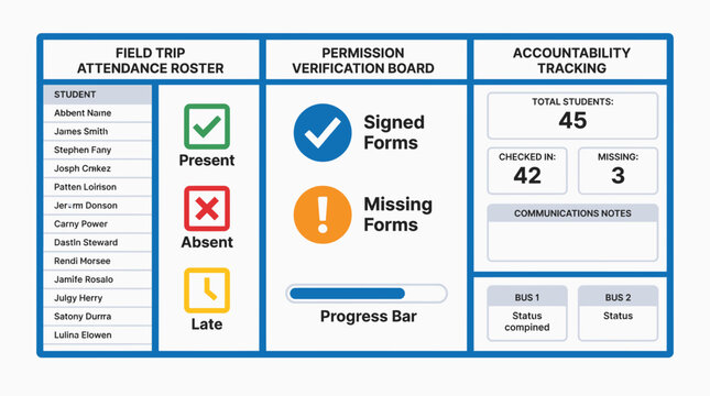 Back-To-School Field Trip Attendance Roster and Permission Board