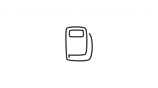 Minimalist outline animation of closed pocket notebook diary memo school study icon drawing on and fading out. Features a clean pop up style in 3 color setups.