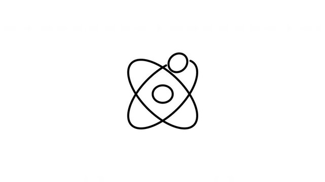 Minimalist outline animation of science atom physics structure molecular chemistry icon drawing on and fading out. Features a clean pop up style in 3 color setups.