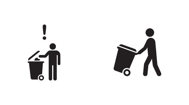 Person Disposing Of Trash Into Wheelie Bin Silhouette
