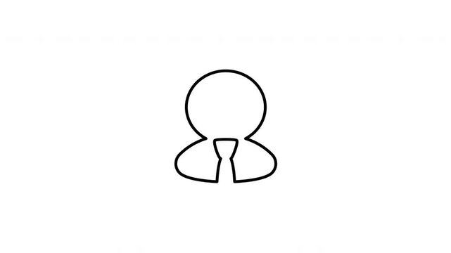Minimalist outline animation of professional businessman corporate profile user avatar icon drawing on and fading out. Features a clean pop up style in 3 color setups.
