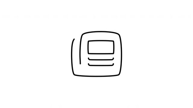 Minimalist outline animation of folded newspaper press media daily business article icon drawing on and fading out. Features a clean pop up style in 3 color setups.