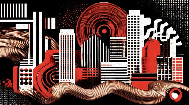landscape composed of flowing algorithms and geometric structures, surreal futuristic environment