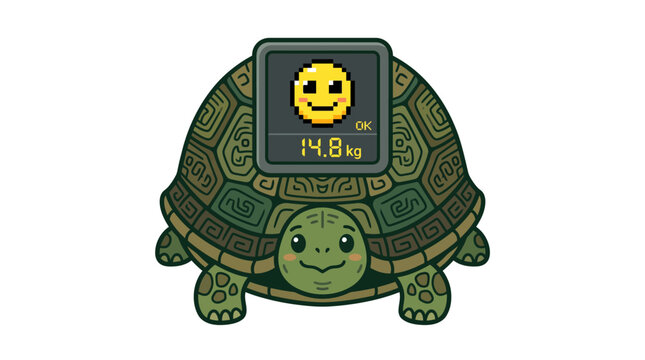 Turtle with digital device on back.