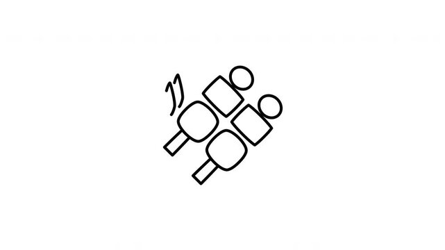 Minimalist outline animation of grilled barbecue meat skewers shashlik icon drawing on and fading out. Features a clean pop up style in 3 color setups.