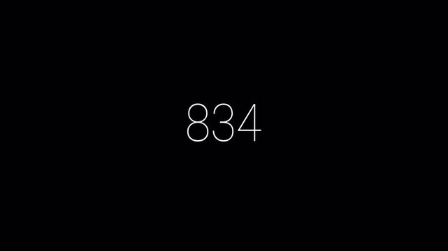 0 to 1000 number counter animation on a transparent background, zero to one thousand number counter animation for views, like and followers counter in 4k with alpha channel,