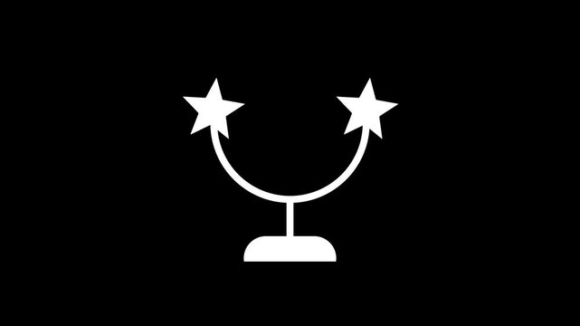An award podium with two stars animation isolated on black background