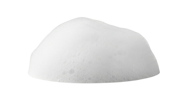 A fluffy white foam bubble mound with fine texture during a studio photoshoot isolated on transparent background