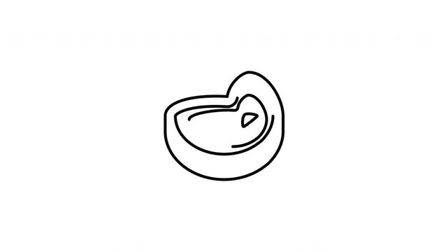 Minimalist outline animation of grilled beef steak meat culinary food icon drawing on and fading out. Features a clean pop up style in 3 color setups.