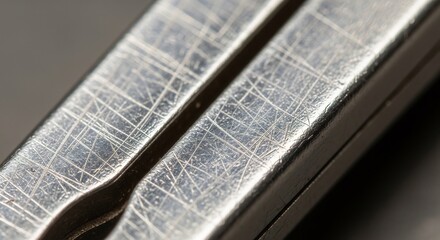 Fototapeta premium Close-up of Scratched Metal Surface: Detailed Texture and Light Reflections.