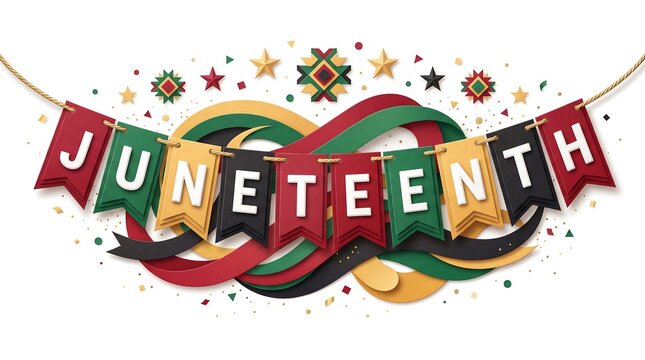 Juneteenth hanging bunting flag garland celebration banner with juneteenth celebration emancipation american nineteenth commemoration equality