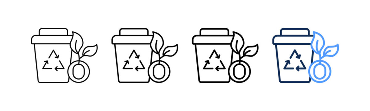Zero Waste Icon Different Style Outline Collection Set