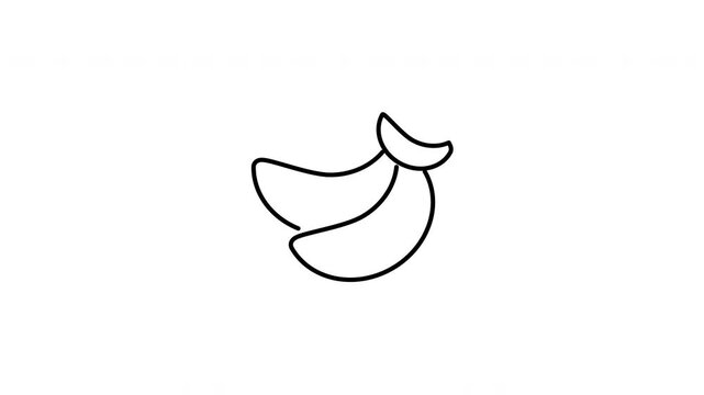 Minimalist outline animation of sweet banana bundle organic fruit icon drawing on and fading out. Features a clean pop up style in 3 color setups.