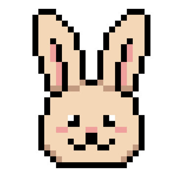 Minimalist pixelated easter bunny head character design