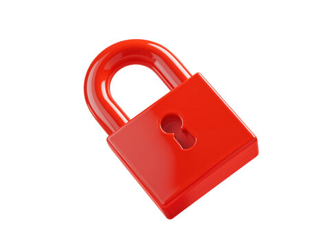 Red padlock icon symbolizing security privacy and encryption, isolated on transparent background