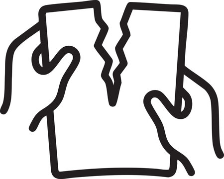 Hands Tearing Paper Icon for Contract Cancellation and Termination
