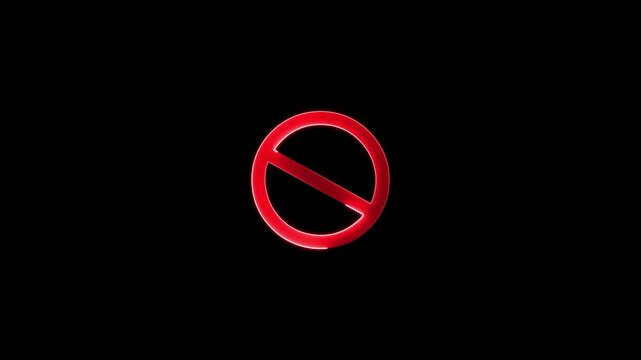 International prohibition mark. Ban forbidden sign. Traffic pictogram of Crossed out red circle. Warning, stop or no entry forbidden red circle and line symbol icon, 4k quality animation video..