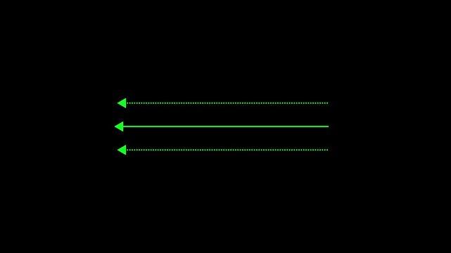 Black straight arrows animation. Reveal and hide animation of solid, dashed, and dotted arrows. Isolated on a white background. Glowing arrow animation.4k quality animation video