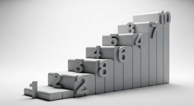 Ascending Staircase of Numbers: A Conceptual Representation of Progress and Growth.