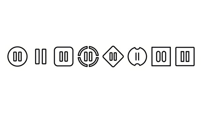Set of six minimalist dice faces showing numbers zero to five in black dots.