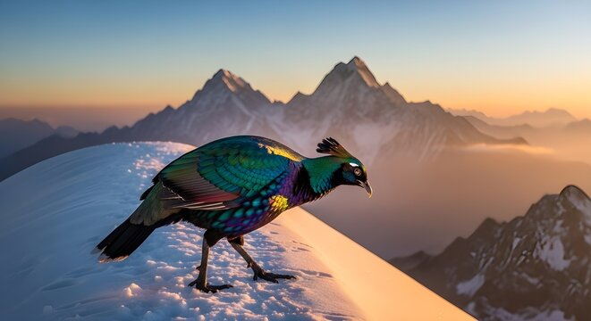 Himalayan Monal Snow Ridge Dawn Walk