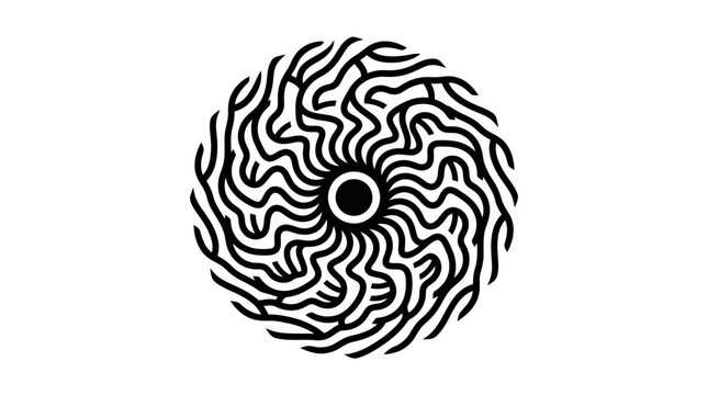 Abstract Circular Pattern, Black and White Organic Design, Modern Graphic Element